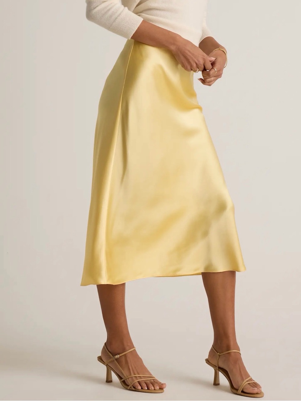Quince Washable Silk Skirt - Butter Yellow Size L - Picture 4 of 8
